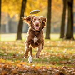 Sticker - Border collie dog jumping in the air and catching a flying disc. 