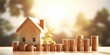 Houses And Coin Stack Represent Property Investment