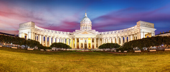 Poster - Panorama of Cathedral of Our Lady of Kazan, Russian Orthodox Church in Saint Petersburg