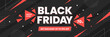 Black Friday Sale horizontal banner template for social media posts, mobile apps, banners design, web or internet ads. Trendy abstract square template with geometric shape