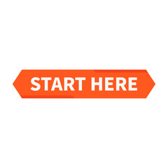 Start Here In Orange Rectangle Shape For Promotion Business Marketing
