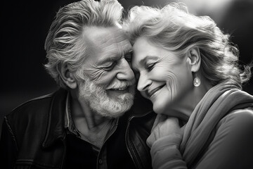 Portrait of a senior couple in love Black and white