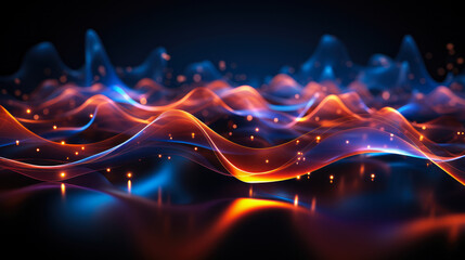 Wall Mural - Glowing Smoky Waves Abstract Background