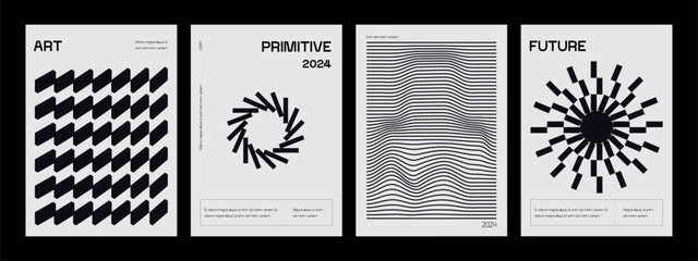 Posters with silhouette minimalistic basic figures, extraordinary graphic assets of geometrical shapes swiss style, Modern minimal monochrome print brutalist.