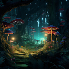 Wall Mural - night in the forest