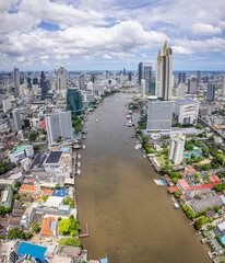 Wall Mural - Aerial view of Khlong San and Chao Phraya river in Bangkok, Thailand