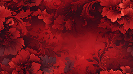 Seamless Victorian damask wallpaper in deep red