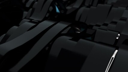 Poster - Black waves lines. Computer generated 3d render