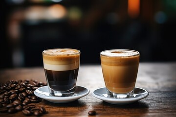 Canvas Print - two cups of coffee side by side on a table