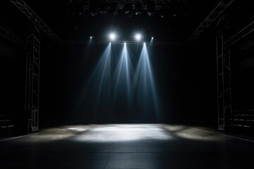 Wall Mural - a spotlight illuminating a part of an empty, dark stage