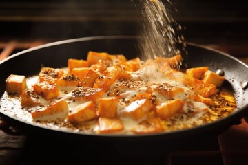 Wall Mural - sprinkling crushed black pepper on paneer butter masala