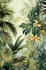  Tropical background with palm leaves