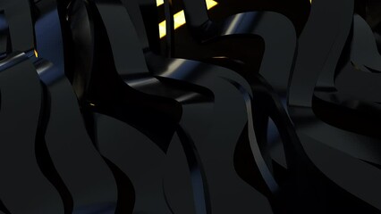 Poster - Black waves lines. Computer generated 3d render