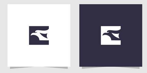 letter e with eagle logo design