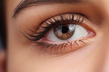 Close up detail beautiful female brown eye macro

