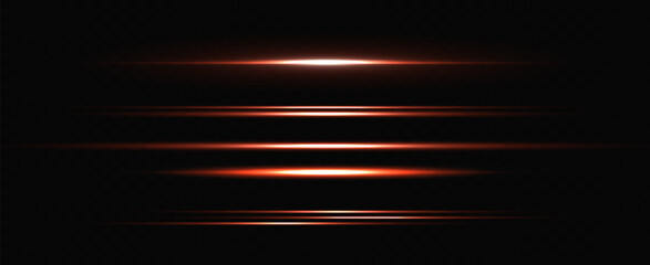 Wall Mural - light flash or red neon stripes. laser beams. beautiful light reflections. glowing stripes on a tran