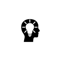 Poster - Human head light bulb icon isolated on transparent background