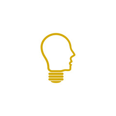 Canvas Print - Human head light bulb icon isolated on transparent background