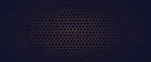 Dark Hexagon Abstract Technology Background With Bright Flashes Of Gold Under The Hexagon.