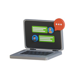 Aufkleber - 3D Model of Laptop Chat with Comfortable Design for Online Communication.
3d illustration, 3d element, 3d rendering. 3d visualization isolated on a transparent background