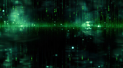 Wall Mural - Seamless green digital matrix rain code texture