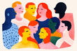 Bright colourful portrait of a team of diverse women together