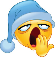 Sleepy Emoji Emoticon Yawning And Wearing A Nightcap