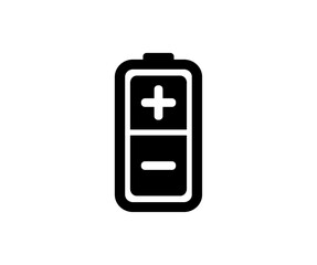 Battery sign with plus and minus sign icon. Battery charging sign and symbol vector design and illustration.
