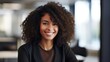 © Alex - Portrait of a beautiful young African American businesswoman smiling at the camera Generative AI