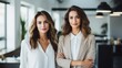 © Alex - portrait of beautiful businesswomen standing with crossed arms in modern office Generative AI