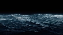 Blue Sea Waves On A Black Background. 3d Render Illustration. Generative AI