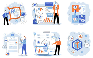 Fototapete - Analysis tool. Business intelligence. Vector illustration Analysis tools serve as metaphor for understanding complex business concepts The chart provides visual representation datpatterns A tool