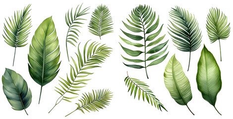 Sticker - Tropical leave watercolor illustration clipart. Generative AI.