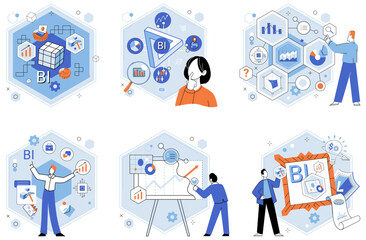 Wall Mural - Analysis tool. Business intelligence. Vector illustration A well-executed strategy leads to business success Design thinking fosters innovation and problem-solving Digital marketing plays vital role