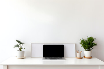 laptop on desk, clean laptop, workdesk, interior design office, bright office