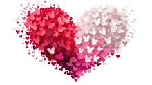 Heart Made With Pink End Red Butterflies Confettis .love And Valentine Concept.isolated On Transparent Background 