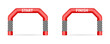 Start, finish flag and banner for concept design. Inflatable finishing arch illustration. Red inflatable arch, suitable for a variety of outdoor sports activities. Vector illustration