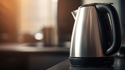 Sticker - A silver electric kettle on a table, AI