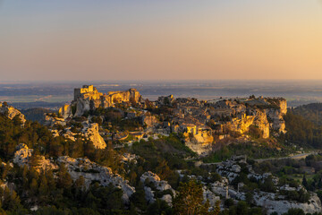 Canvas Print - Medieval castle and village, Les Baux-de-Provence, Alpilles mountains, Provence, France