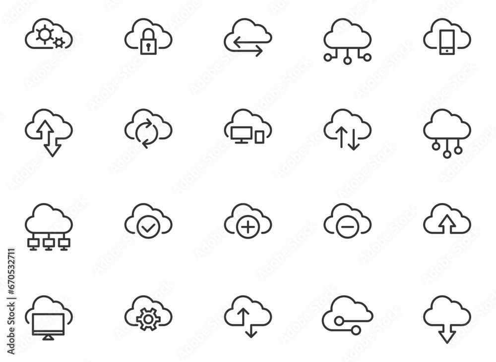 Technology Connectivity Container Icon Set technology icon vector cloud computing connection. Big data global ...