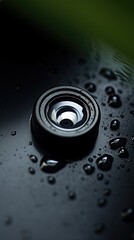 Poster - A close up of a camera lens with water droplets on it, AI