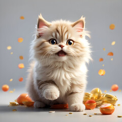 Cute Persian cat illustration isolated white background. ai generative