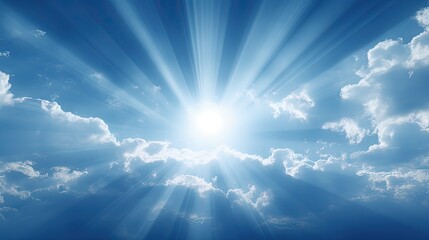 Fototapete - Sunbeam through the haze on blue sky