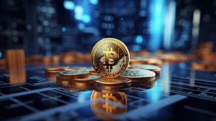 Aufkleber - 3D illustration , Fintech Investment Financial Internet Technology Concept. icon abstract background