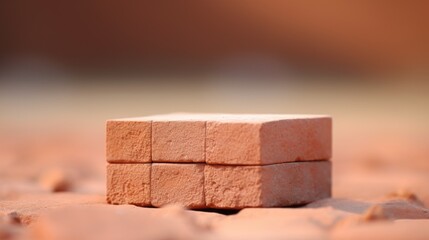 Poster - A red brick cube sitting on top of a pile, AI