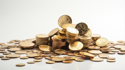 Poster - Eggs and coins on a white background. The concept of financial crisis.