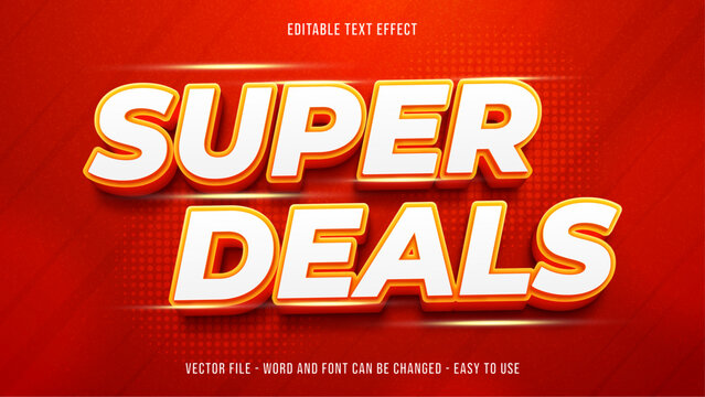 Editable super deals theme text effect, sale text style