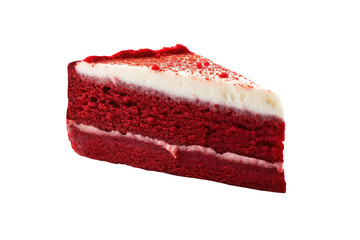 Wall Mural - Red velvet cake sliced isolated on transparent background.