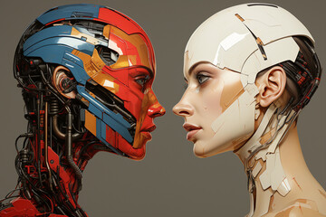 Poster - generative ai picture of beautiful robotic human android future 3d robot invention
