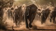Elephants in wild nature. Wildlife Concept With Copy Space